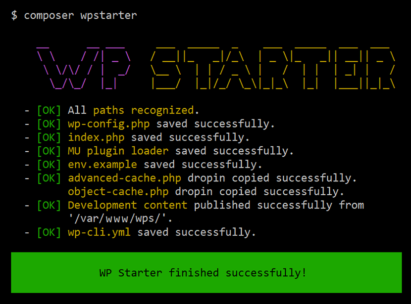 WP Starter output